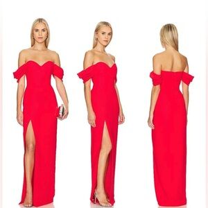 Amanda Uprichard | Dresses | Amanda Uprichard X Falcon Cherri Gown Crimson  Red Strapless Maxi Dress | Poshmark